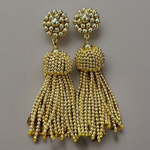 Lisi Lerch Gold Tone Tassel Beaded Earrings Glam Art To Wear